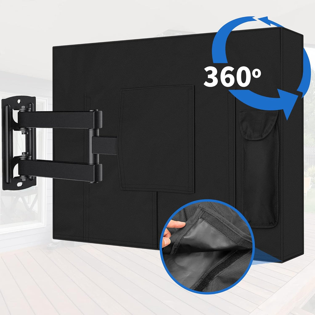 Outdoor TV Cover, 46" to 48" TV Screen Protector, 600D Canvas Heavy Duty Waterproof Fade Resistant Material, Waterproof Canvas TV Protector for LCD, LED, Black