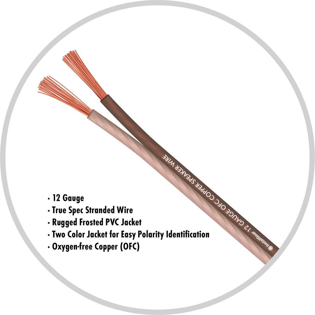 12 Gauge Speaker Wire with 12 Banana Plugs (100Ft) - 99.9% Pure Copper - True Spec and Touch Cable