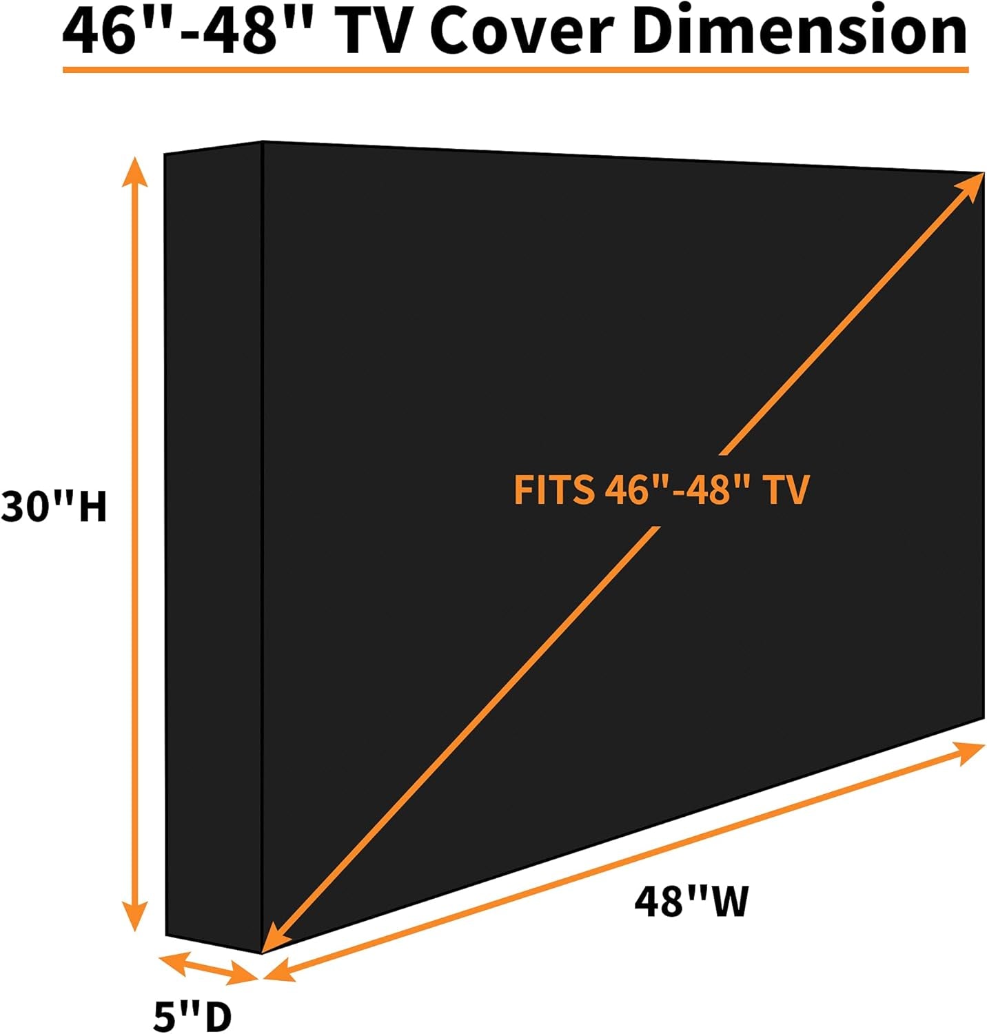 Outdoor TV Cover, 46" to 48" TV Screen Protector, 600D Canvas Heavy Duty Waterproof Fade Resistant Material, Waterproof Canvas TV Protector for LCD, LED, Black