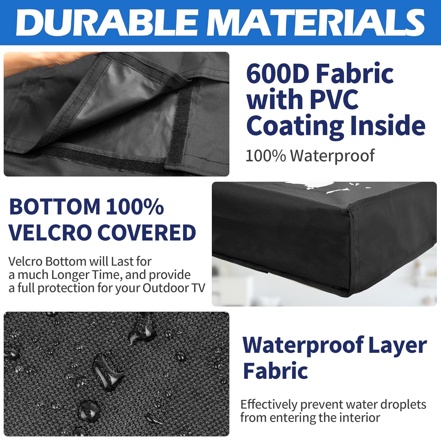 Outdoor TV Cover, 46" to 48" TV Screen Protector, 600D Canvas Heavy Duty Waterproof Fade Resistant Material, Waterproof Canvas TV Protector for LCD, LED, Black